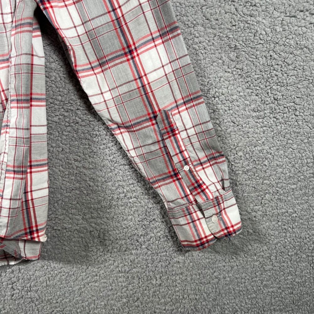 J Crew Shirt Mens Medium Red Gray Plaid Classic Casual Preppy‎ Button Down Adult - Picture 12 of 12